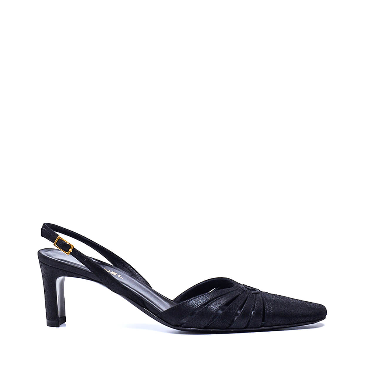 Chanel - Black Shiny Canvas CC Pumps 36.5